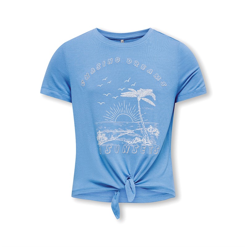 Only Piger Rita Shiny Knot T-shirts Blå