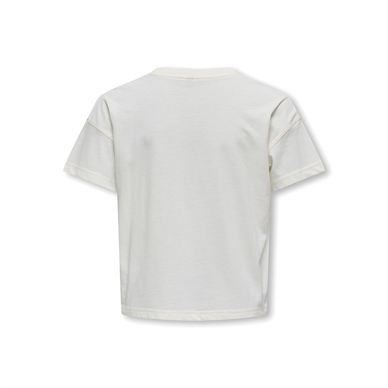Only Meisjes Abelone Word Top Box T-Shirt Cloud Dancer Spirit