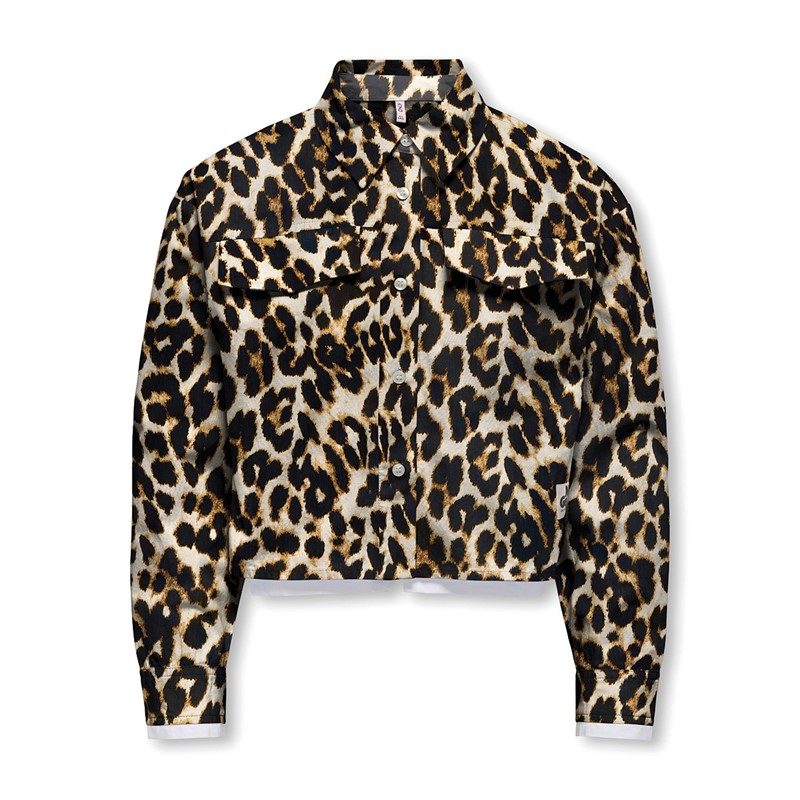 Girls Clara Short Label Shirt Black With Clara Leo leopard - Size 158