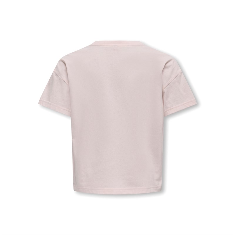 Only Meisjes Abelone Word Top Box T-Shirt Mauve Chalk Kisses