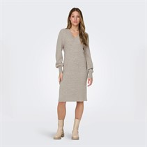 Only Dames Katia V-hals Jurk Mokka Meringue