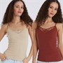 Only Womens Kira Two Pack Lace Vests Henna