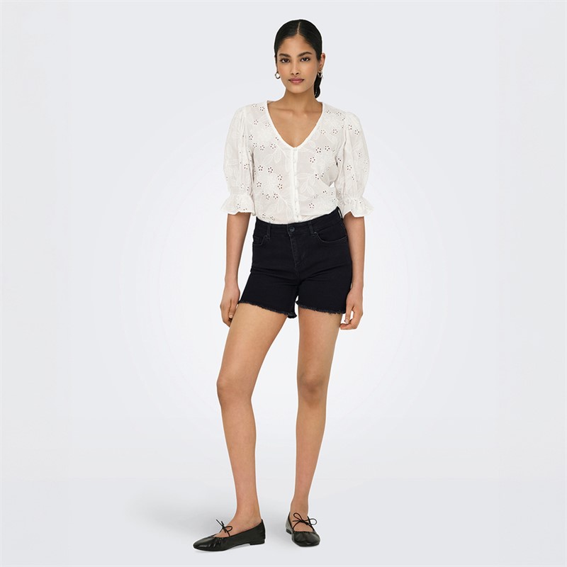 Only Damen Denim Shorts Schwarz