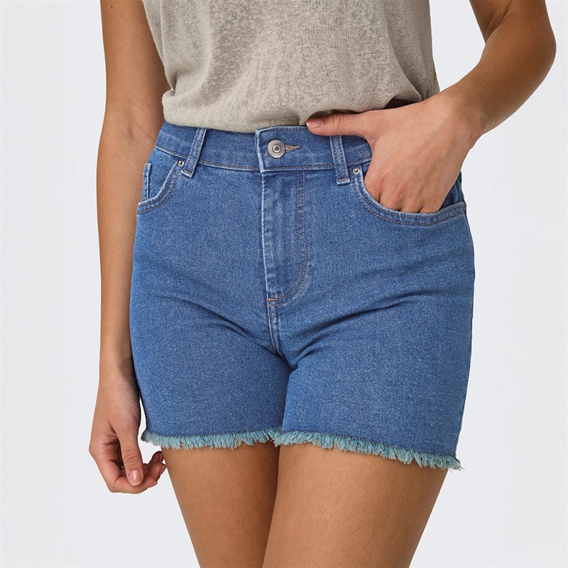 Only Damen Jeansshorts Mittel Blau Jeans