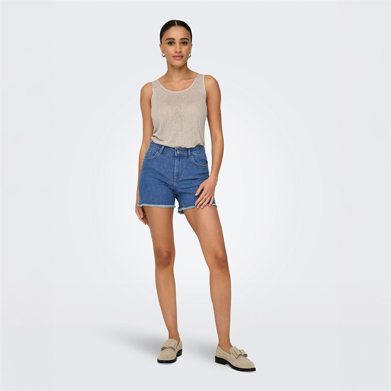 Only Damen Jeansshorts Mittel Blau Jeans