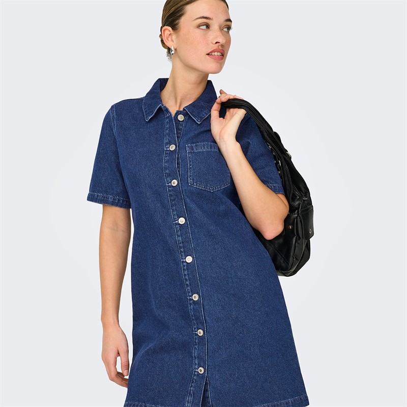 Only Damen Jeans Kleid Dark Blue Denim