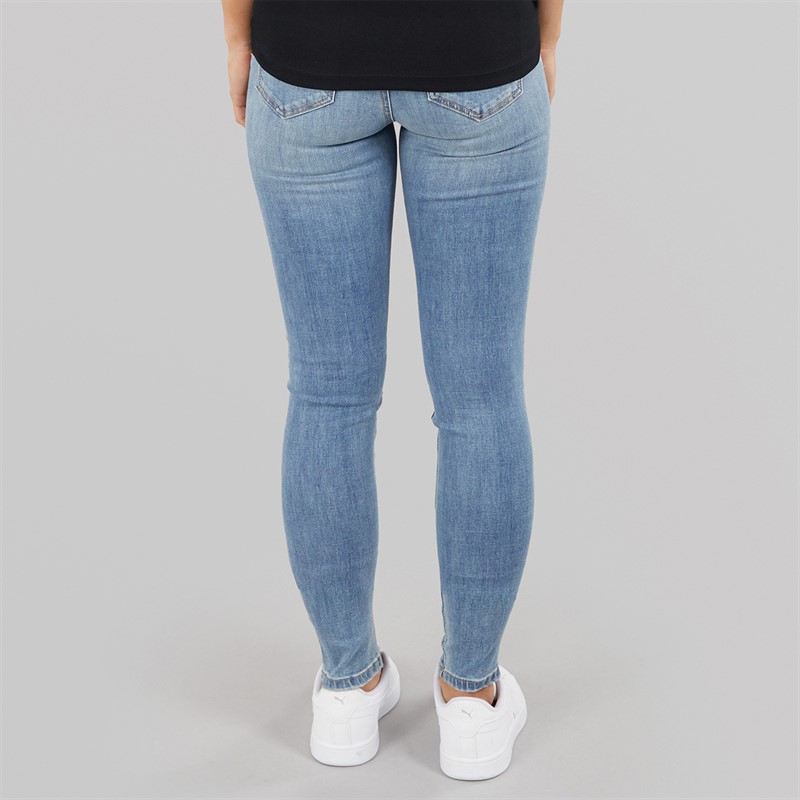 Only Womens Mid Waist Skinny Jeans Medium Blue Denim