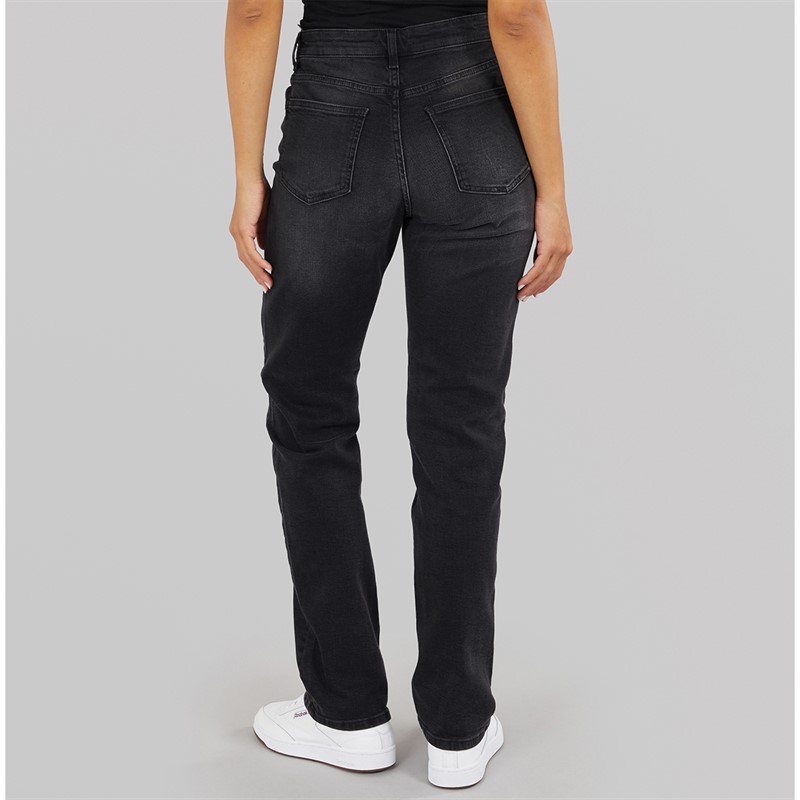 Only Womens Jane Straight Leg Jeans Washed Black