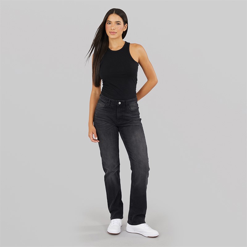 Only Womens Jane Straight Leg Jeans Washed Black