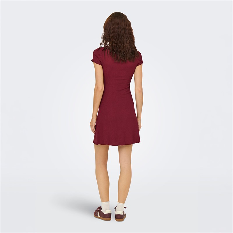 Only Damen Bill Kurzarm Kleid Ruby Wine