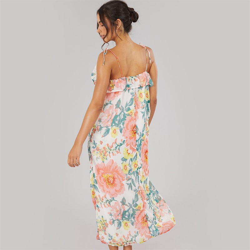 Only Womens Milla Strap Maxi Dress Cloud Dancer Big Flowers
