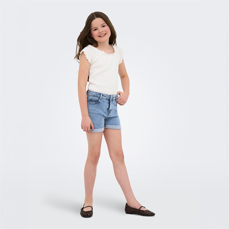 Only Girls Phine Denim Shorts Light Blue Denim