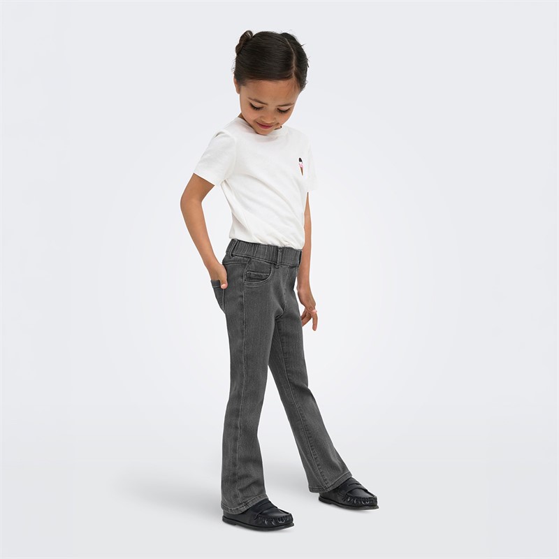 Only Girls Mini Rain Flared Jeans Medium Grey Denim