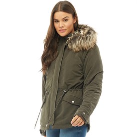 Only Dames Starlight Imitatie Bont Parka Donkergroen only kopen in de aanbieding