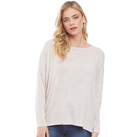 Only Dames New Maye Trui Met Ronde Hals Gemeleerd Donkerroze only kopen in de aanbieding