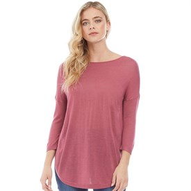 Only Dames Mary String Trui Met Ronde Hals Donkerroze only kopen in de aanbieding