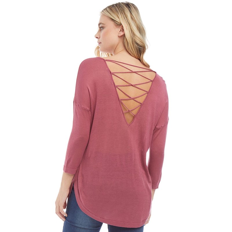 Buy Only Womens Mary String Jumper Rose Wine Melange