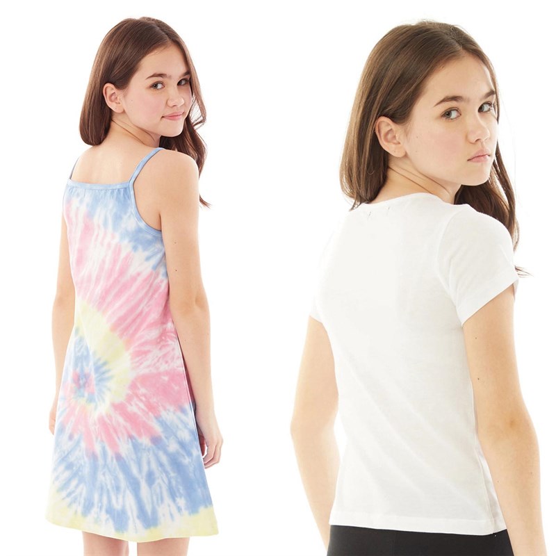 Pindydoll Girls Harlow Tie Dye Dress And T-Shirt Set Multi Tie Dye