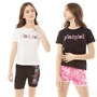 Pindydoll Girls Ansia 2X T-Shirt And Shorts Set Black/Black/White/Pink Tie Dye