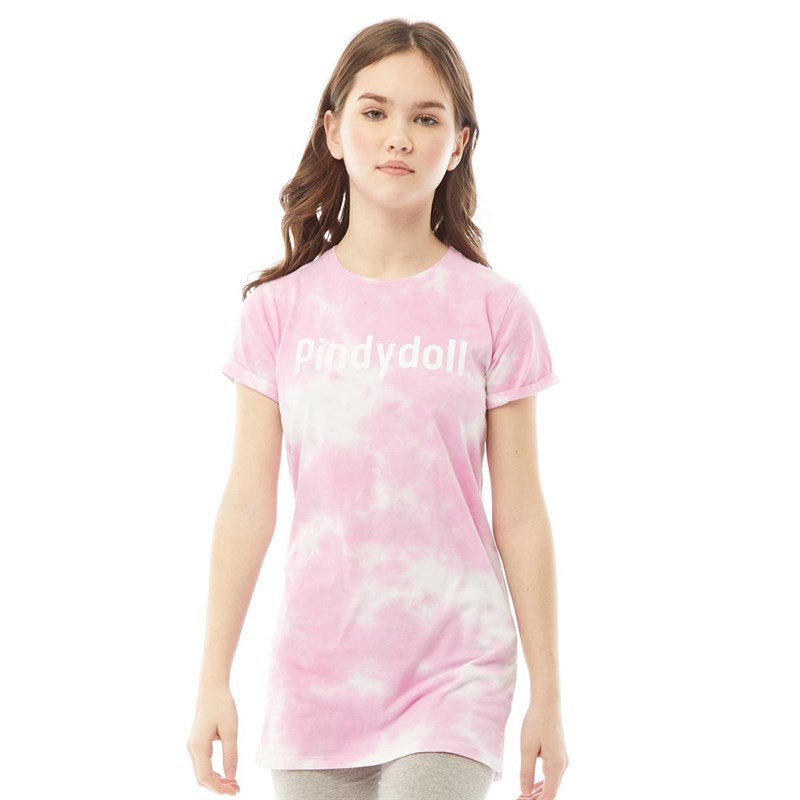 Pindydoll Girls Hadley Long T-Shirt Pink Tie Dye