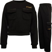 Pindydoll Kids Priya Long Sleeve T-Shirt And Kick Flare Co-Ord Set Black