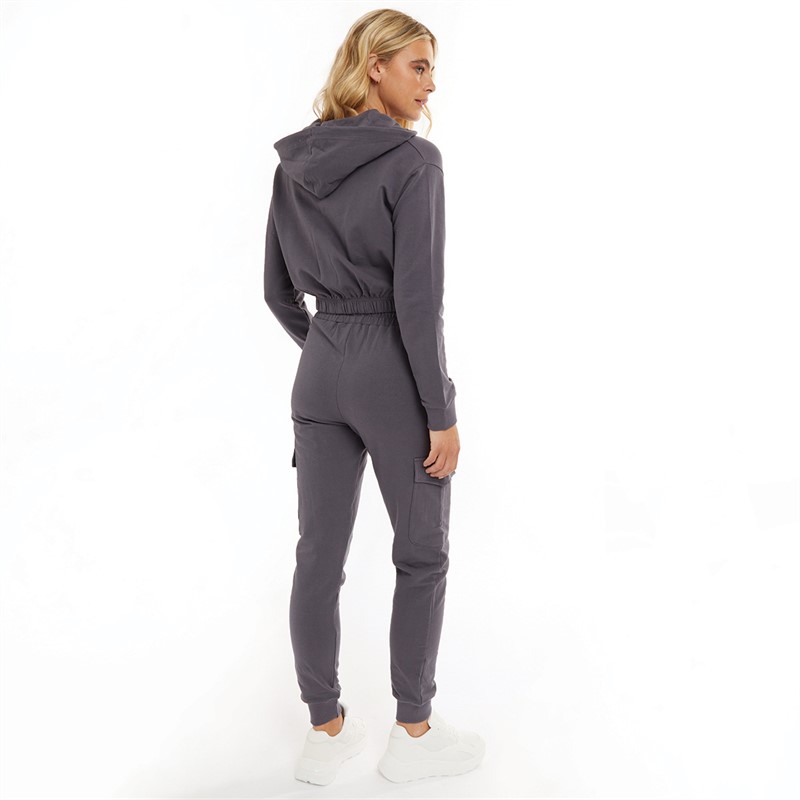 Pindydoll Womens Lotus Lounge Jacket And Pants Set Dark Grey