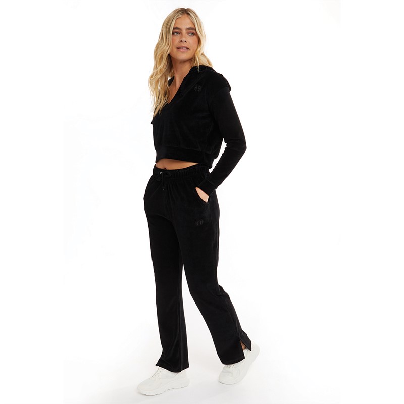 Pindydoll Womens Dala Velour Lounge Hoodie And Pants Set Black