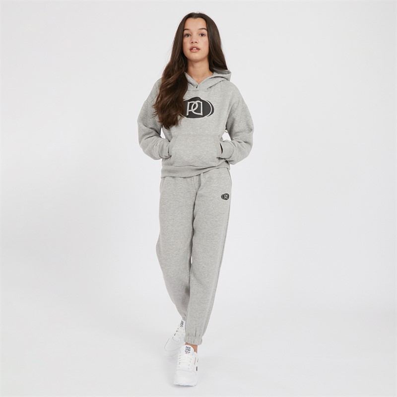 Pindydoll Girls Chelsea Hoodie And Joggers Tracksuit Light Grey Marl