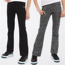 Pindydoll Girls Ginny Two Pack Kickflare Trousers Pants Black/Grey