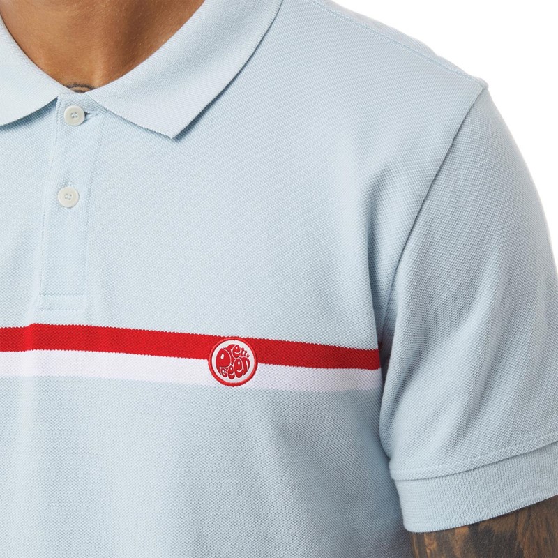 Pretty Green Mens Tilby Chest Stripe Polo Light Blue
