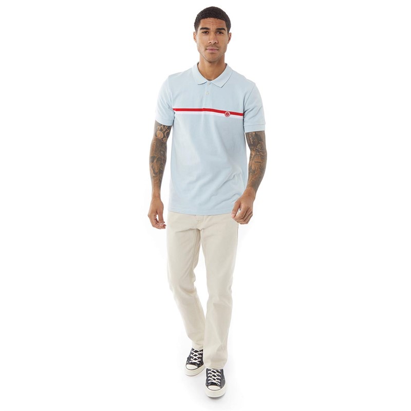 Pretty Green Mens Tilby Chest Stripe Polo Light Blue