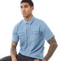 Pretty Green Mens Nimes Short Sleeve Shirt Light Blue