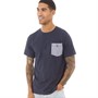 Pretty Green Mens Gingham Pocket T-Shirt Navy