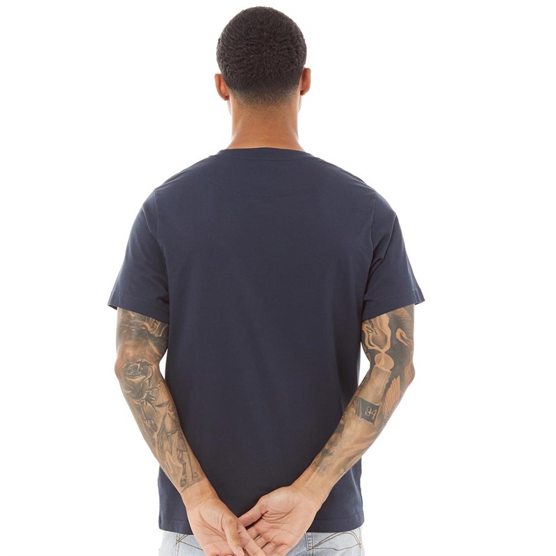 Pretty Green Mens Gingham Pocket T-Shirt Navy