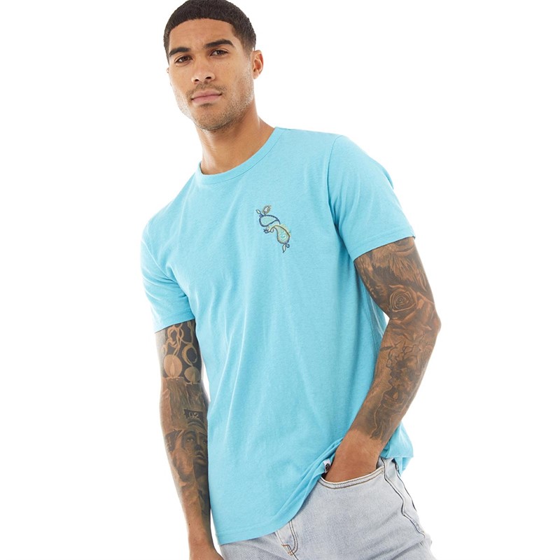 Pretty Green Mens Campbell Paisley T-Shirt Teal