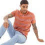 Pretty Green Mens Sirius Wide Stripe Polo Orange