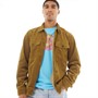 Pretty Green Mens Cord Zip Overshirt Tan