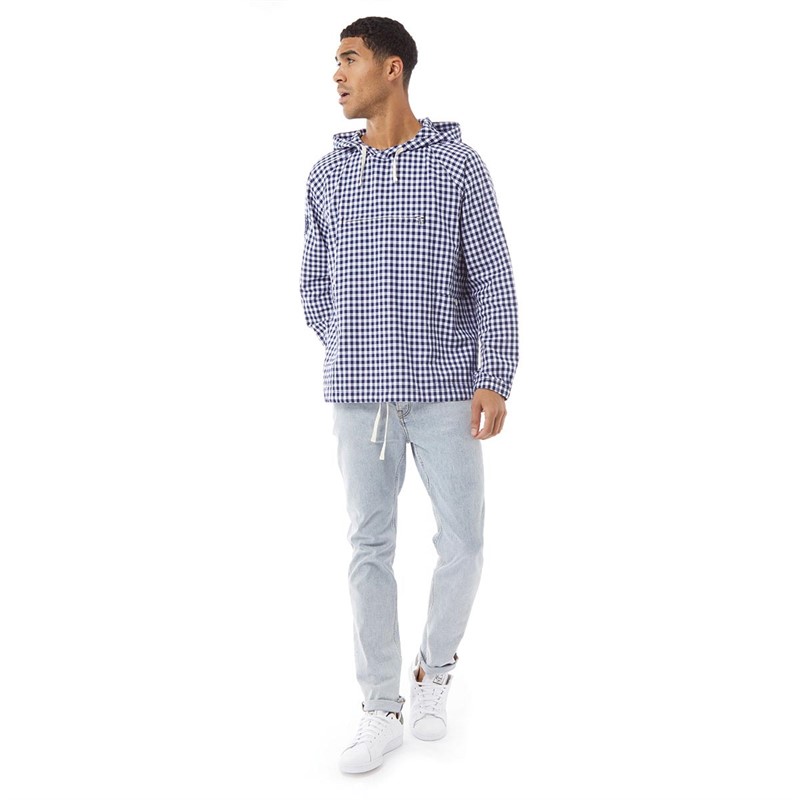 Men gingham hooded shirt best sale