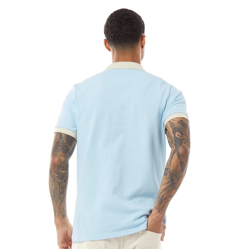 Pretty Green Mens Epsilon Contrast Polo Light Blue