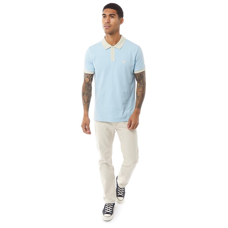Pretty Green Mens Epsilon Contrast Polo Light Blue