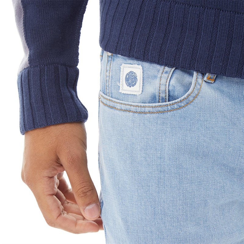 Pretty Green Mens Slim Fit Jeans Light Blue