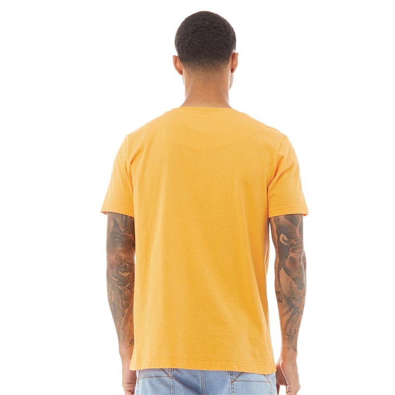 Pretty Green Mens Melted Logo T-Shirt Orange