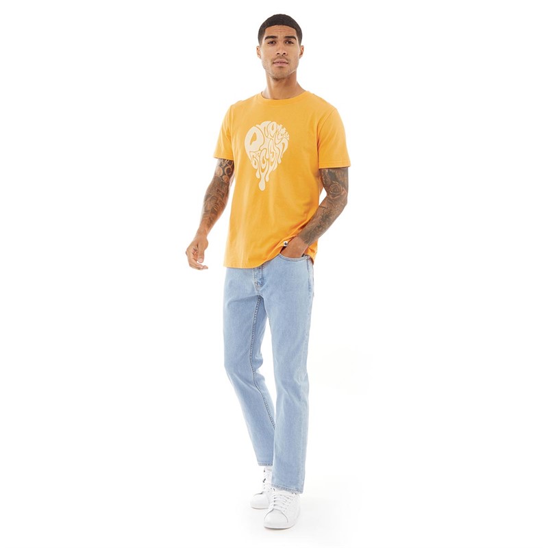 Pretty Green Mens Melted Logo T-Shirt Orange