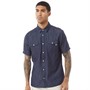 Pretty Green Mens Nimes Short Sleeve Shirt Blue