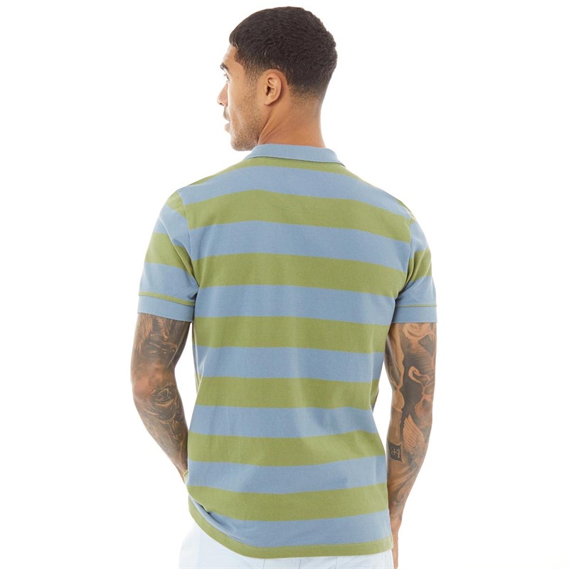Pretty Green Mens Sirius Wide Stripe Polo Blue