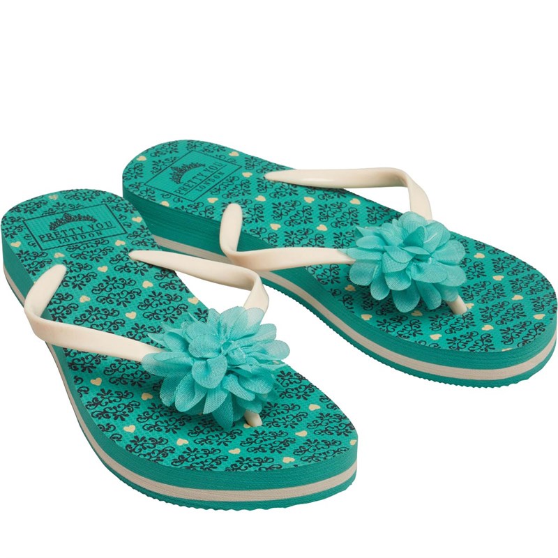 Pretty You Dames London Tessa Teenslippers Blauwgroen