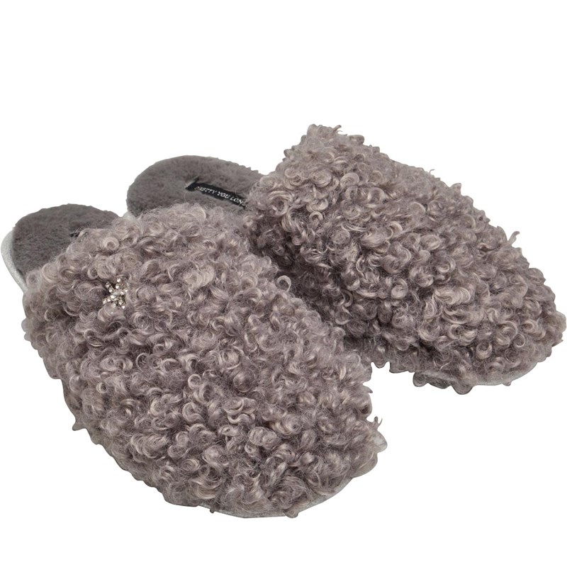 Buy Pretty You Womens London Beau Slippers Grey