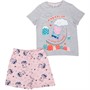 Peppa Pig Girls Shorts Pyjama Set Grey Marl/Pink