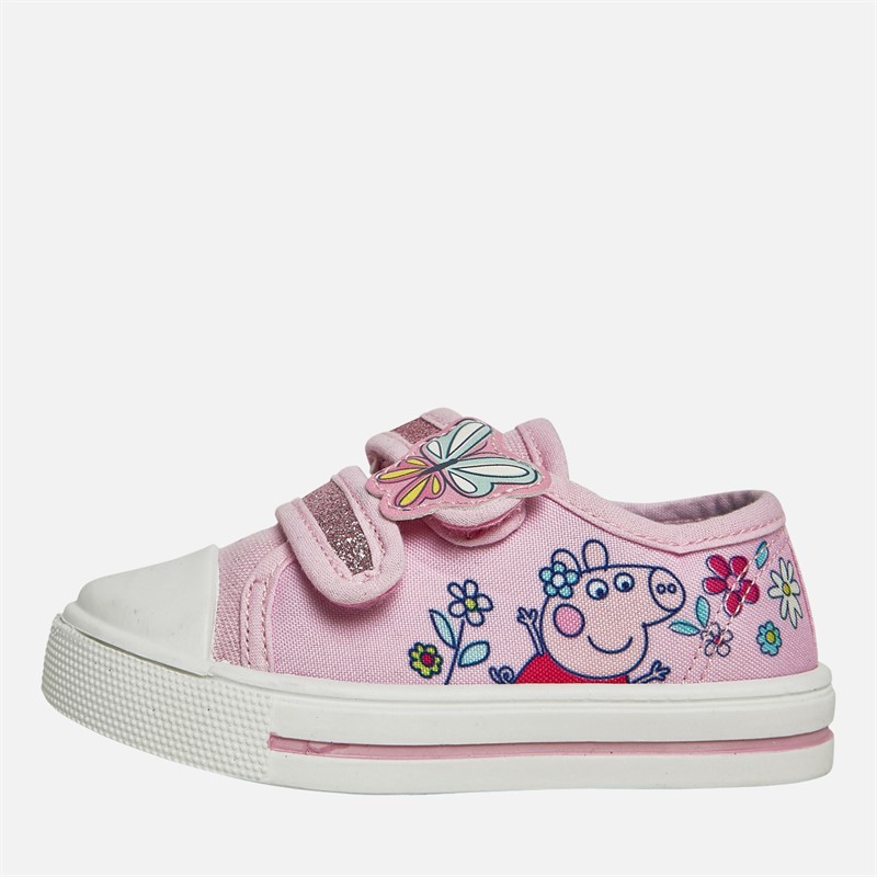 Peppa Pig Girls Twin Bar Canvas Pumps Pink