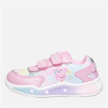 Peppa Pig Girls Canvas Pumps - Pink Flower Plimsolls, Hook & Loop, Slip-On Style